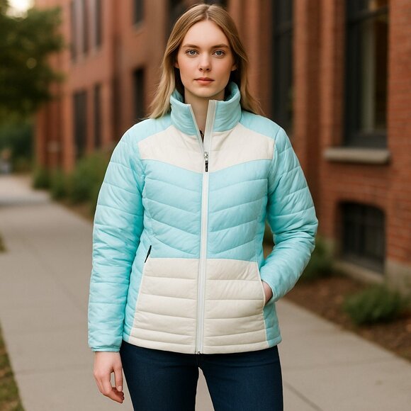 NWT Columbia Women's Powder Lite Ii Full Zip Jacket Color: Aqua Haze, - Picture 1 of 11